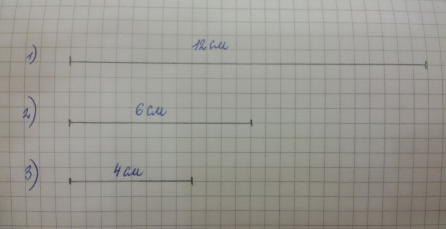 Начерти 3 отрезка длина первого 12 см длина